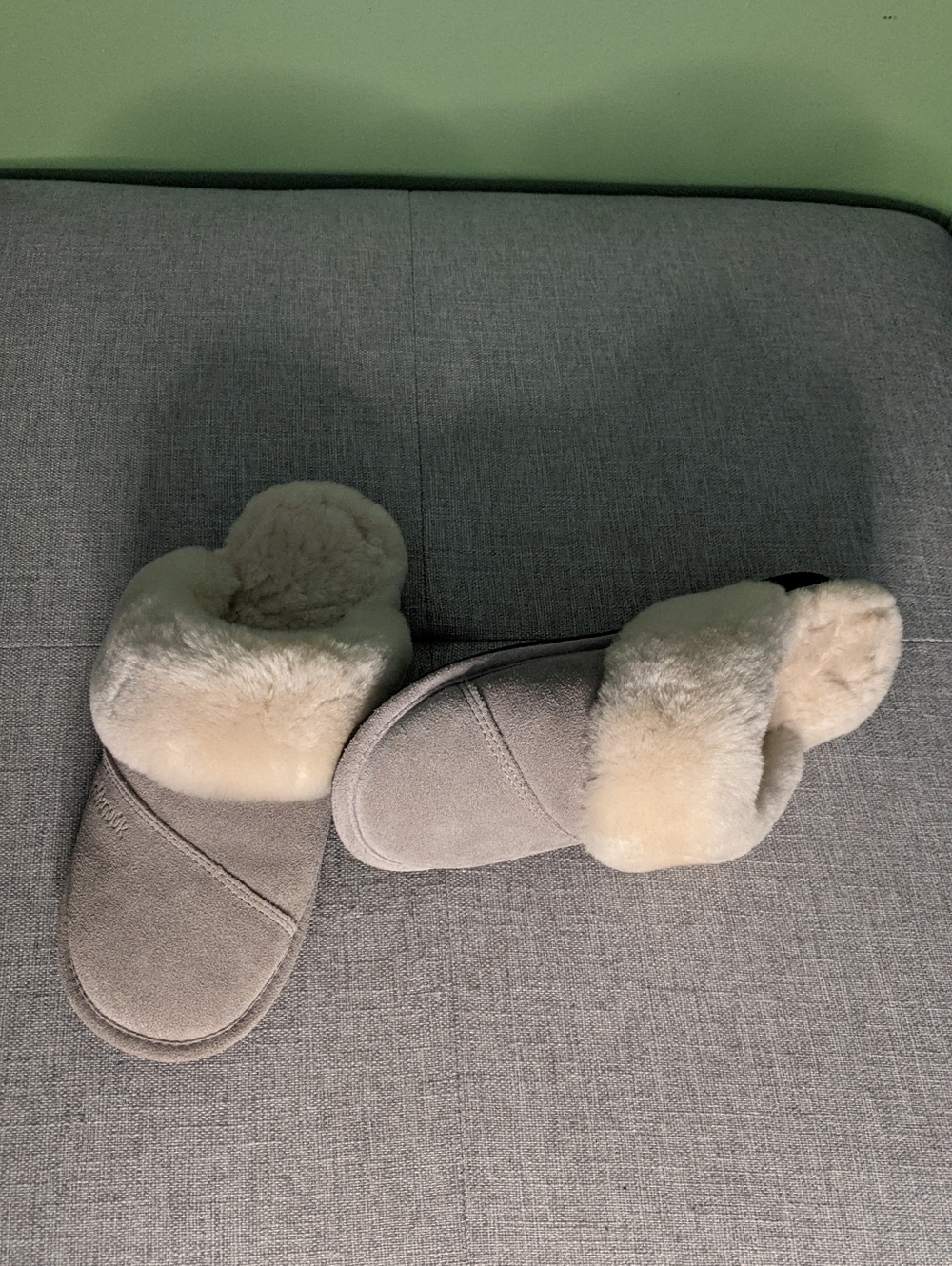 Cozy Plush Shearling Slippers in Cream and Taupe